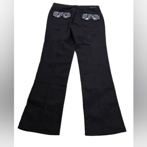 Vintage Lawman Women's Black Western Flare Jeans Rhinestone Pocket 13/14 W32 L32